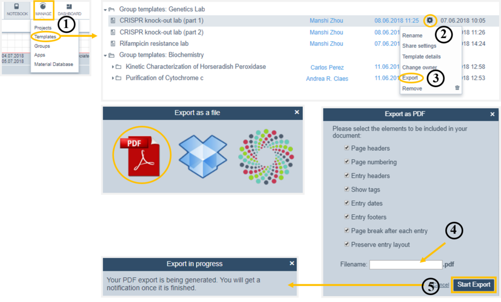 how to export download templates labfolder download template